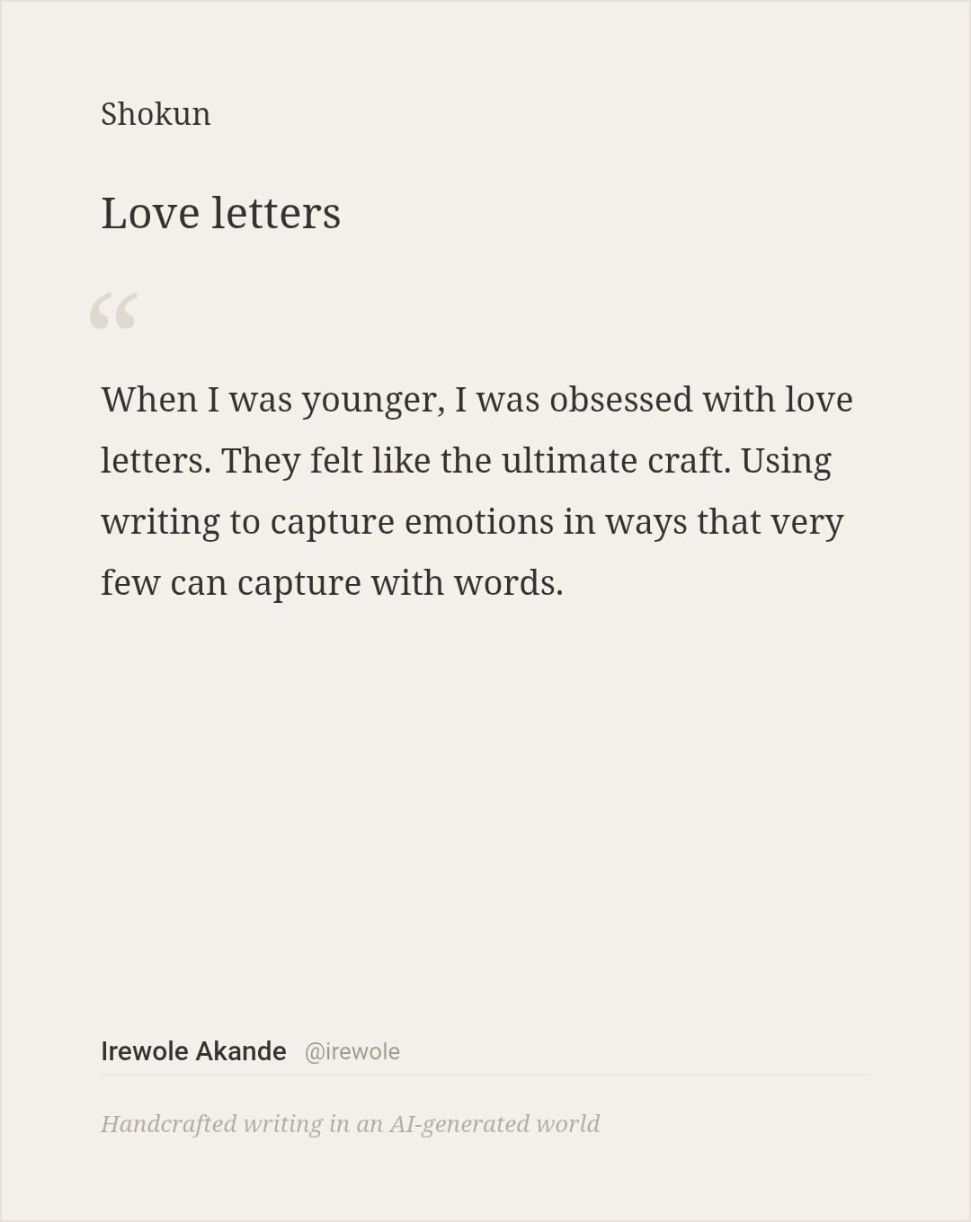 Share card — Love letters by Irewole Akande